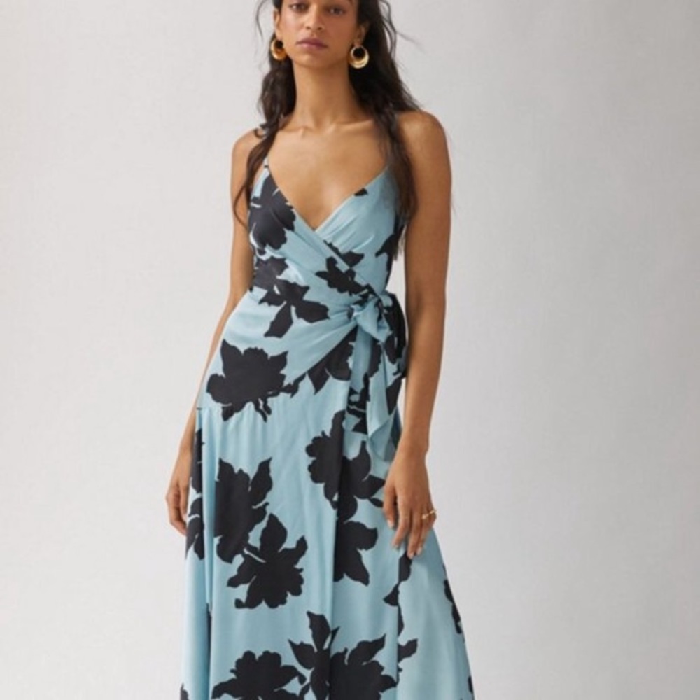 Anthropologie HUTCH Leah  Satin Wrap Maxi Dress size L , New without the tags